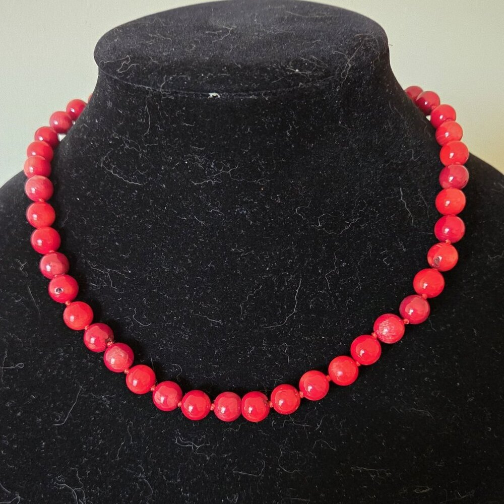 🔴 Italian Red CORAL Necklace from Florence ITALY Deep Red Color